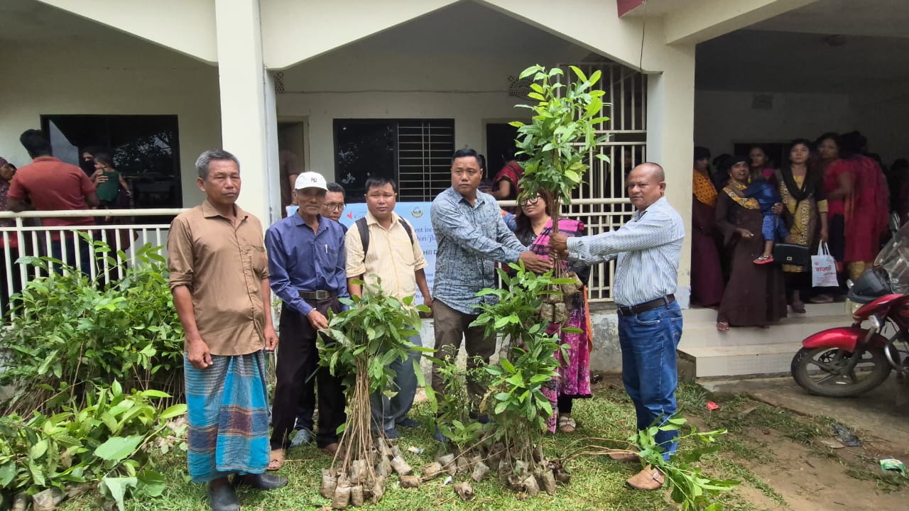 চারা বিতরণে নারীদের অংশগ্রহণ: খাগড়াছড়িতে সবুজায়নের অঙ্গীকার