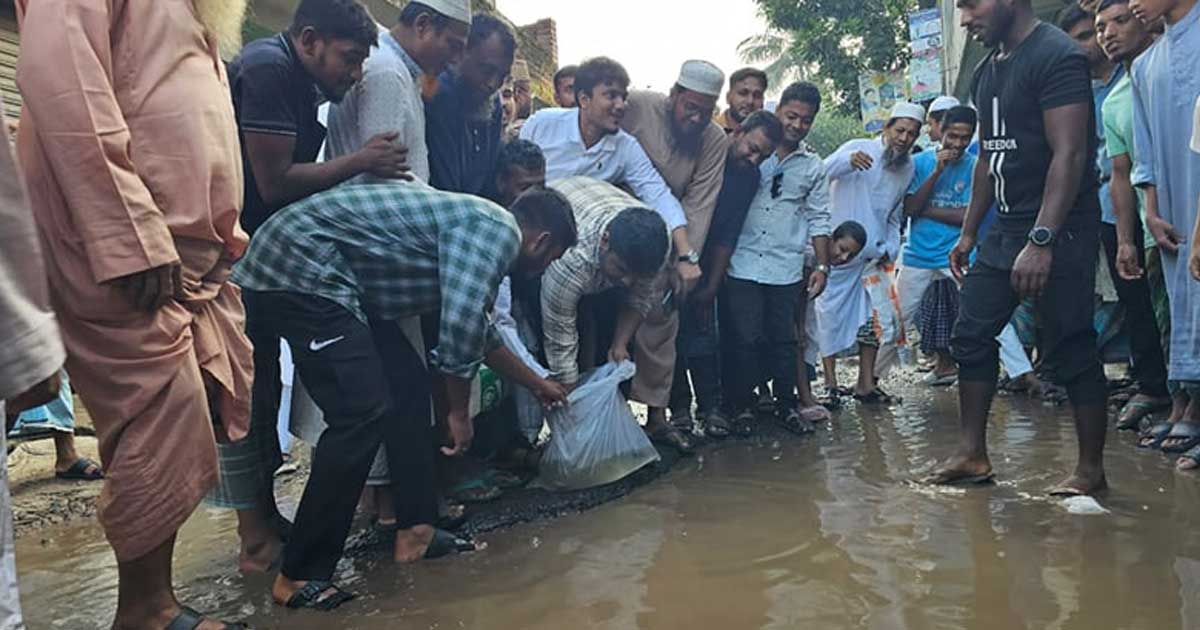 সংস্কারের দাবিতে ভিন্নধর্মী প্রতিবাদ, রাস্তায় মাছ ছাড়লেন হাসনাত