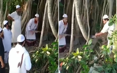 বটগাছটির নিচে অনেকেই মোমবাতি জ্বালিয়ে মানত করতেন