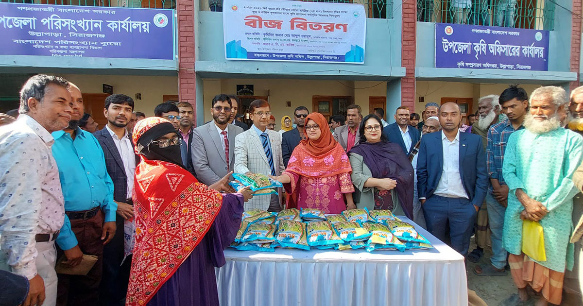 উল্লাপাড়ায় বিনামূল্যে হাইব্রিড ধানের বীজ বিতরণ