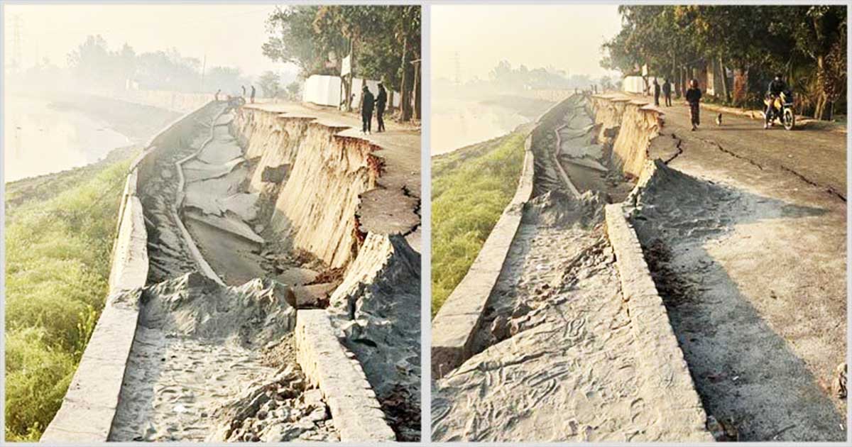 উদ্বোধনের আগেই ধসে পড়ল ২৬ কোটি টাকার সড়ক