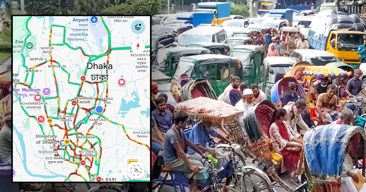 যানজটে নাকাল ঢাকা, তীব্র গরমে স্বাস্থ্য ঝুকিতে যাত্রীরা