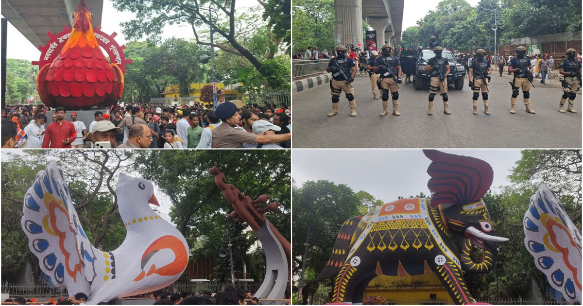 ঢোল-বাদ্যে মুখর ঢাবি: শুরু হলো বৈশাখী শোভাযাত্রা