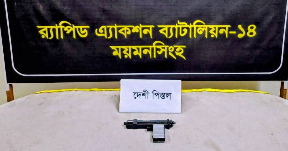 নেত্রকোণায় র‌্যাবের অভিযানে দেশীয় পিস্তল উদ্ধার