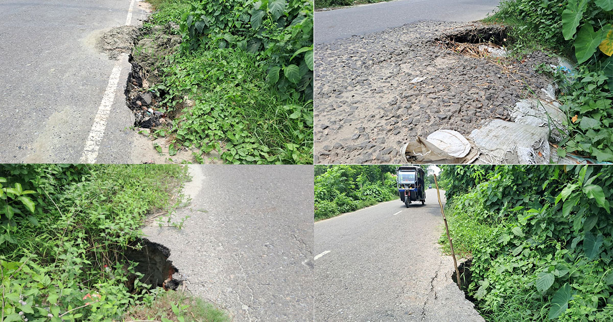 সংস্কারের অভাবে ঝুঁকিতে মেঘনা-ধনাগোদা বাঁধ সড়ক