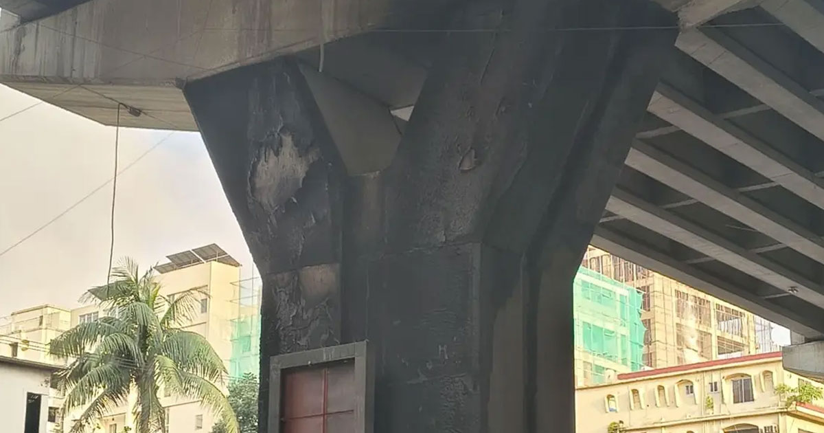 চট্টগ্রামে ফ্লাইওভারের পিলারে হঠাৎ আগুন