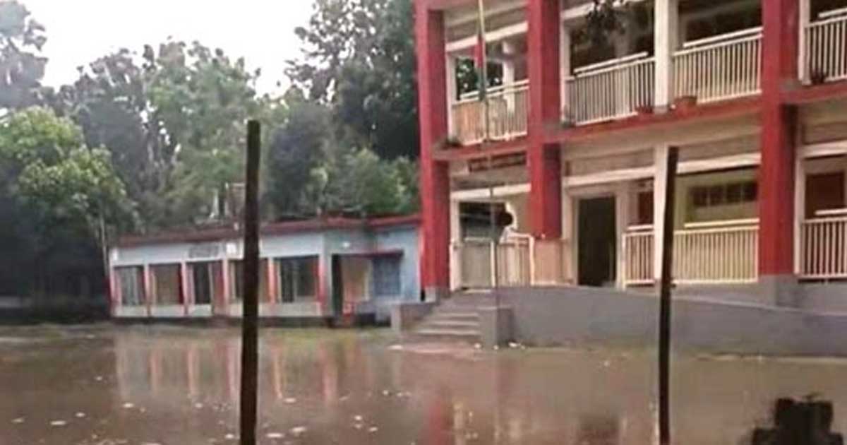 চাটমোহরে শালিখা সরকারি প্রাথমিক বিদ্যালয় মাঠে জলাবদ্ধতা, শিক্ষার্থীদের দূর্ভোগ