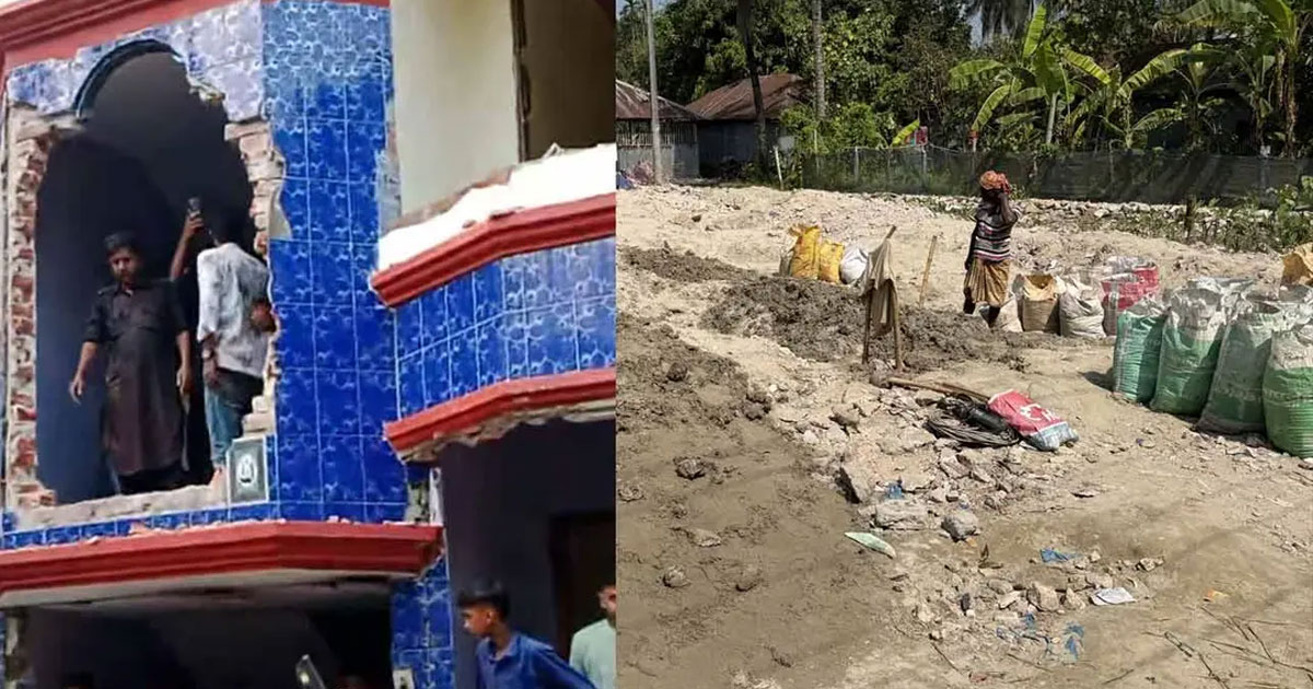 গুঁড়িয়ে দেওয়া হয়েছে অভিযুক্তের বাড়ি, তুলে নেওয়া হচ্ছে মাটিও