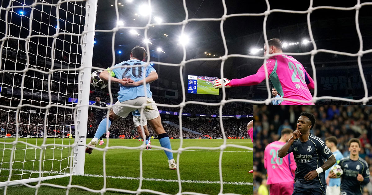 ভিনিসিয়ুসের চমকে ১০ জনের সিটিকে হারিয়ে কোয়ার্টার ফাইনালে রিয়াল